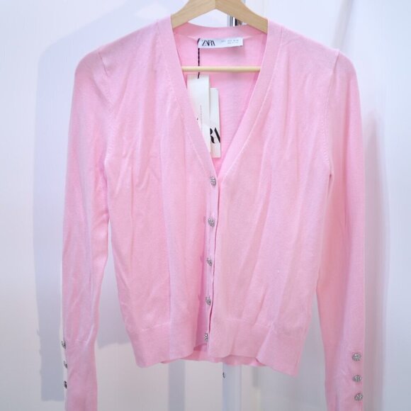ZARA Soft Pink Button-Up Cardigan Size SMALL NWT - Picture 9 of 9